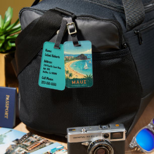 Etiqueta Para Maletas Carteles de viaje vintage hawaianos - Maui