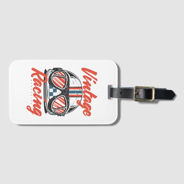 Etiqueta Para Maletas Casco de carreras (Anverso horizontal)