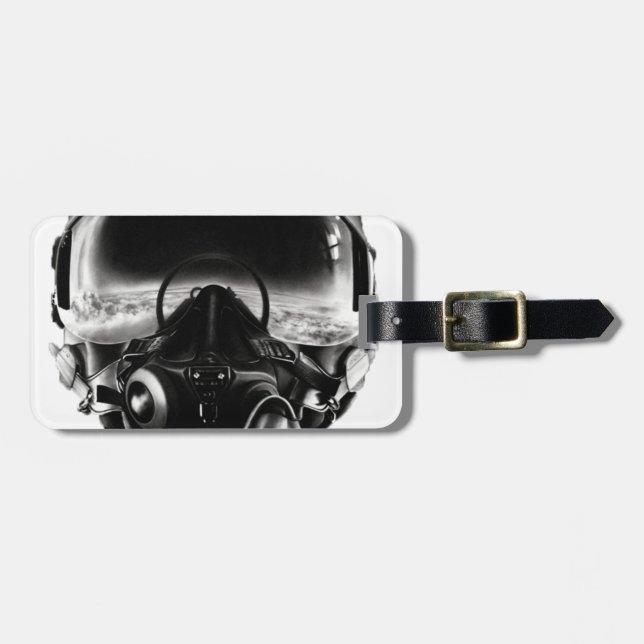 Etiqueta Para Maletas Casco piloto de combate (Frente Horizontal)