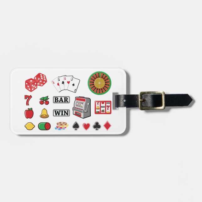 Etiqueta Para Maletas Casino Night Slot Machine Poker Lucky 7s (Frente Horizontal)