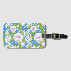 Etiqueta Para Maletas Casita Vintage Rosa Floral Azul Lunares