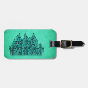 Etiqueta Para Maletas Castillo verde verde azulado