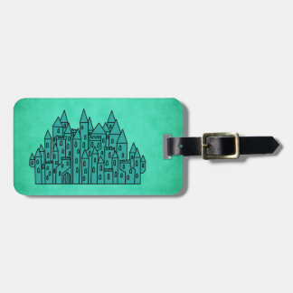 Etiqueta Para Maletas Castillo verde verde azulado