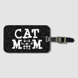Etiqueta Para Maletas Cat Mom Pawprint con hemisferias de gato