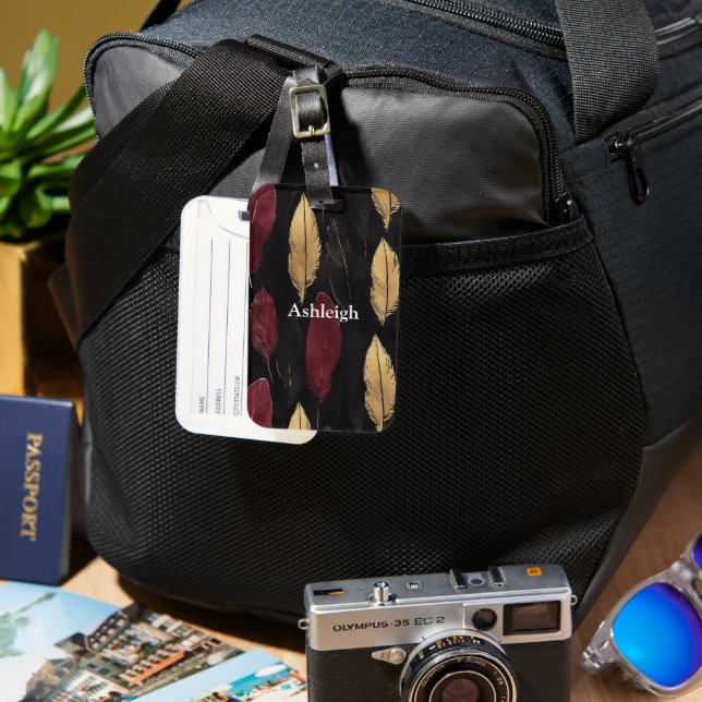 Etiqueta Para Maletas Causas del oro rojo negro (Anverso & Reverso)