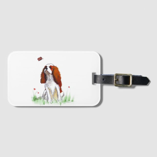 Etiqueta Para Maletas Cavalier King Charles Spaniel CKC cachorro (Anverso horizontal)
