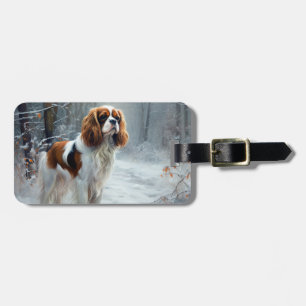 Etiqueta Para Maletas Cavalier King Deja que nieve Navidad Cepillada
