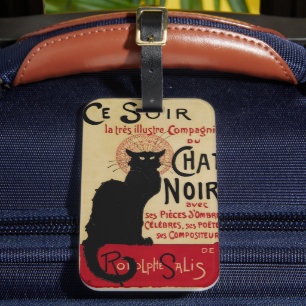Etiqueta Para Maletas Ce Soir Chat Noir Gato Negro, Art Nouveau Vintage