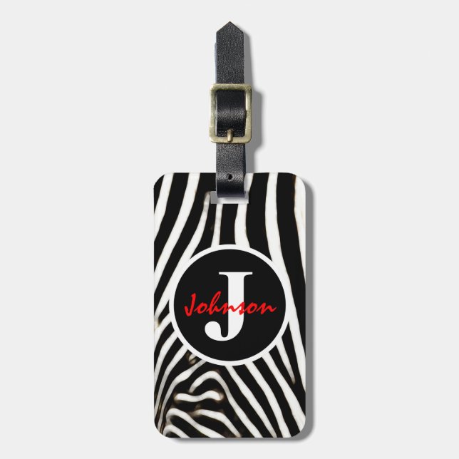 Etiqueta Para Maletas Cebra Monogramada (Frente Vertical)