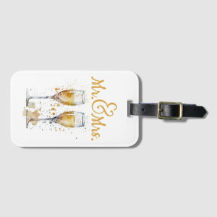 Etiqueta Para Maletas Celebración del Sr. y la Sra. Champagne