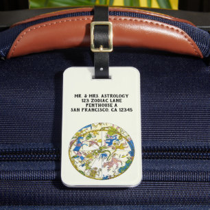 Etiqueta Para Maletas Celeste Antiguo, Esfera Árabe, Constelaciones