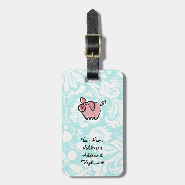 Etiqueta Para Maletas Cerdo; Cuto (Frente Vertical)