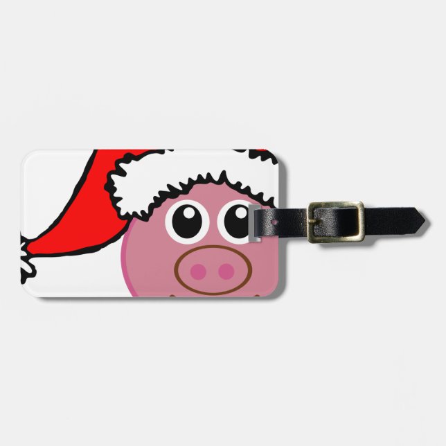 Etiqueta Para Maletas cerdo navidad (Frente Horizontal)