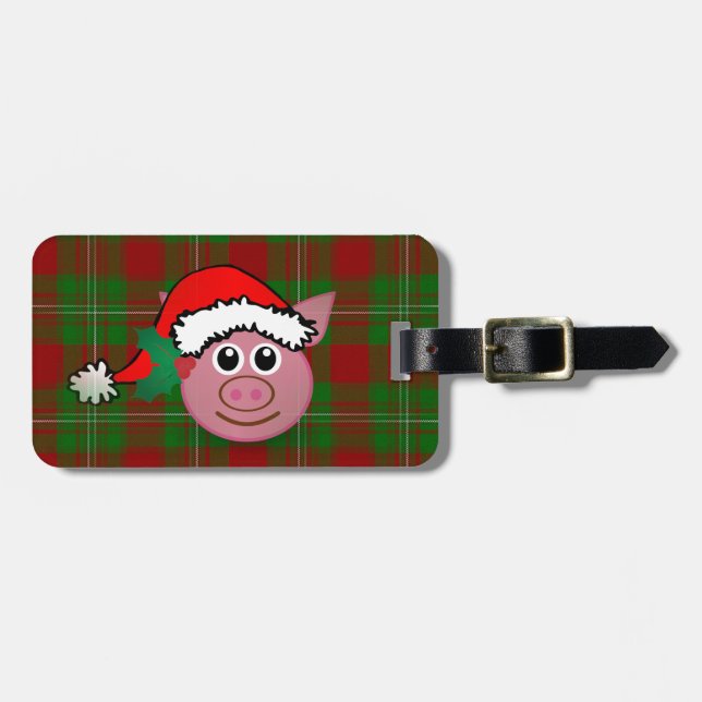 Etiqueta Para Maletas cerdo navidad (Frente Horizontal)