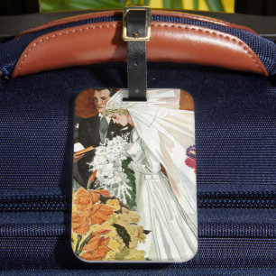 Etiqueta Para Maletas Ceremonia de bodas con novia y novio