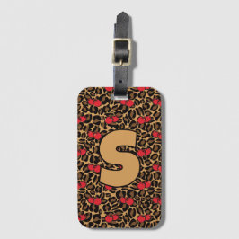 Etiqueta Para Maletas Cerezas de leopardo personalizadas