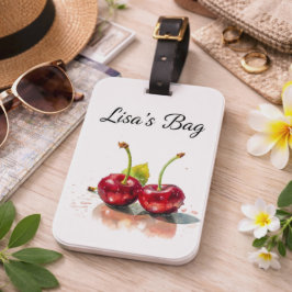 Etiqueta Para Maletas Cerezas Sweetheart en Acuarela, personalizado