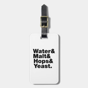 Etiqueta Para Maletas Cerveza = Agua y Malta, copas y levadura.