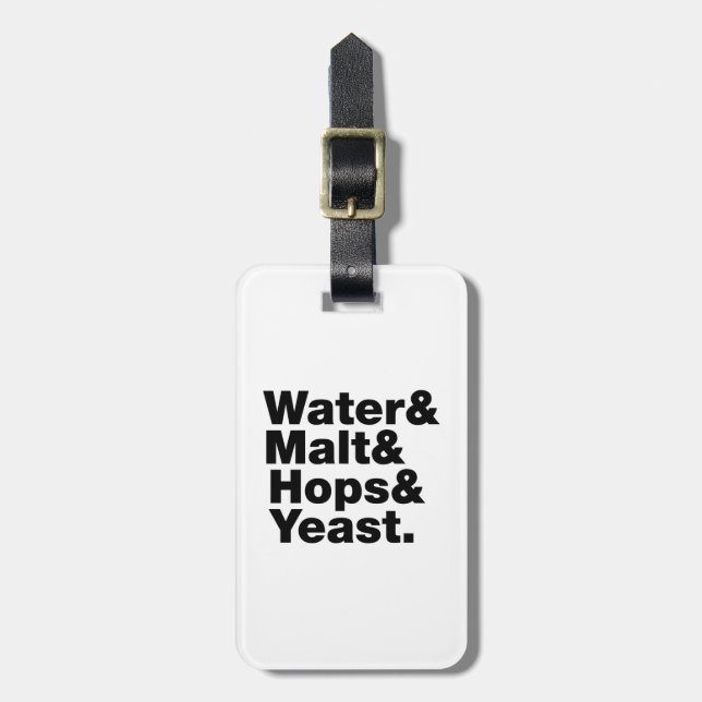 Etiqueta Para Maletas Cerveza = Agua y Malta, copas y levadura. (Frente Vertical)