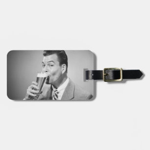 Etiqueta Para Maletas Cerveza de consumición del hombre de negocios
