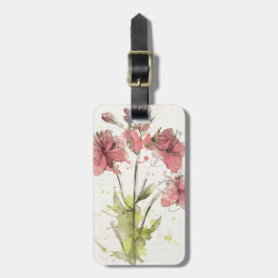 Etiqueta Para Maletas Chapoteo rosado oscuro floral