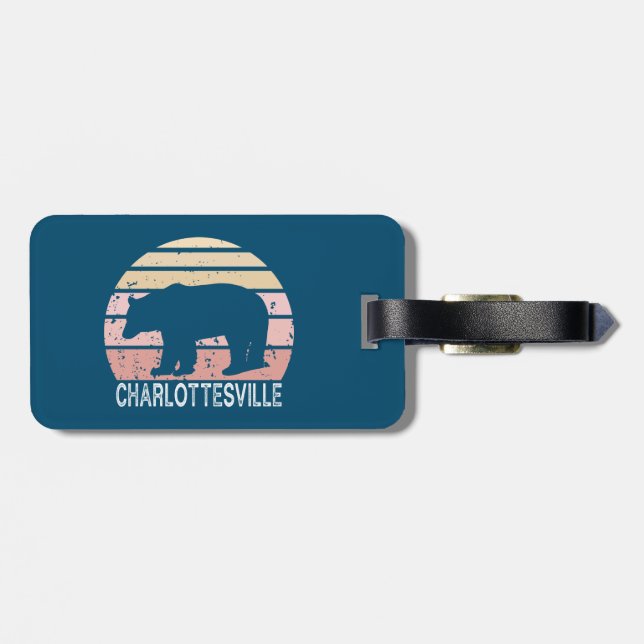 Etiqueta Para Maletas Charlottesville Virginia Retro Bear (Atrás Horizontal)