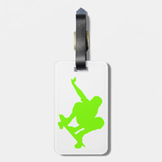 Etiqueta Para Maletas Chartreuse, patinador verde neón