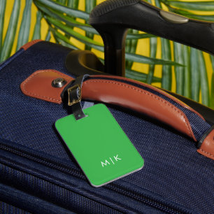 Etiqueta Para Maletas Chartreuse Verde y Blanco   Monograma moderno