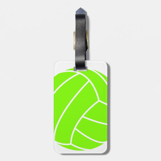 Etiqueta Para Maletas Chartreuse, voleibol verde neón (Atrás Vertical)
