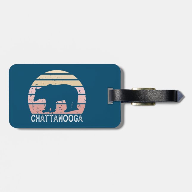 Etiqueta Para Maletas Chattanooga Tennessee Retro Bear (Atrás Horizontal)