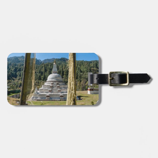 Etiqueta Para Maletas Chendebji Chorten en Bután, Himalaya, Asia (Frente Horizontal)