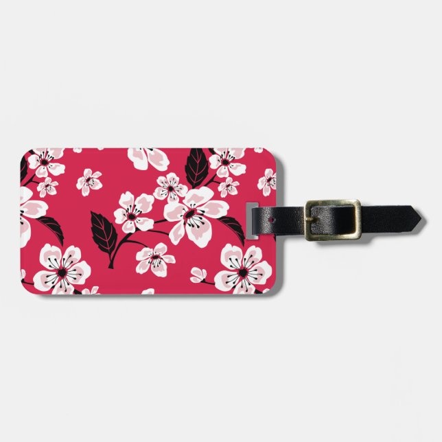 ETIQUETA PARA MALETAS CHERRY BLOSSOM - SAKURA (ROJO) (Frente Horizontal)