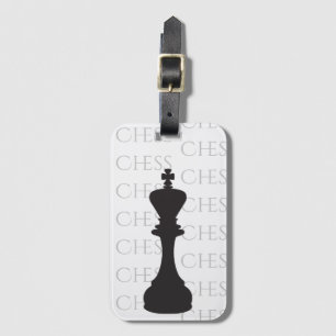 Etiqueta Para Maletas Chess King Classic Piece moderna negra, blanca