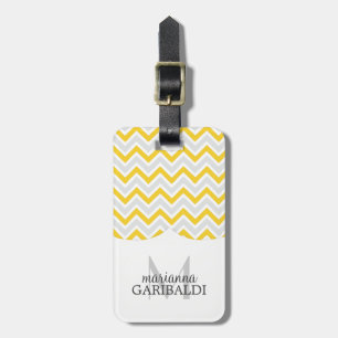Etiqueta Para Maletas Chevron amarillo y moderno personalizado