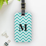 Etiqueta Para Maletas Chevron azul con monograma<br><div class="desc">Personalice este elegante producto con sus iniciales !</div>
