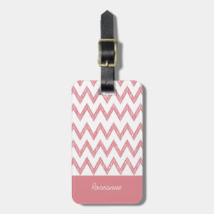 Etiqueta Para Maletas Chevron Pencil Pink Chevron Zigzags Con Nombre