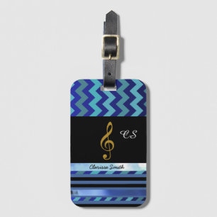 Etiqueta Para Maletas chevrons, stripes, música, nombre