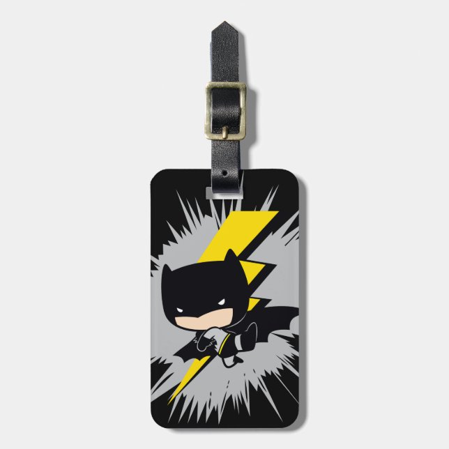 Etiqueta Para Maletas Chibi Batman Lightning Kick (Frente Vertical)