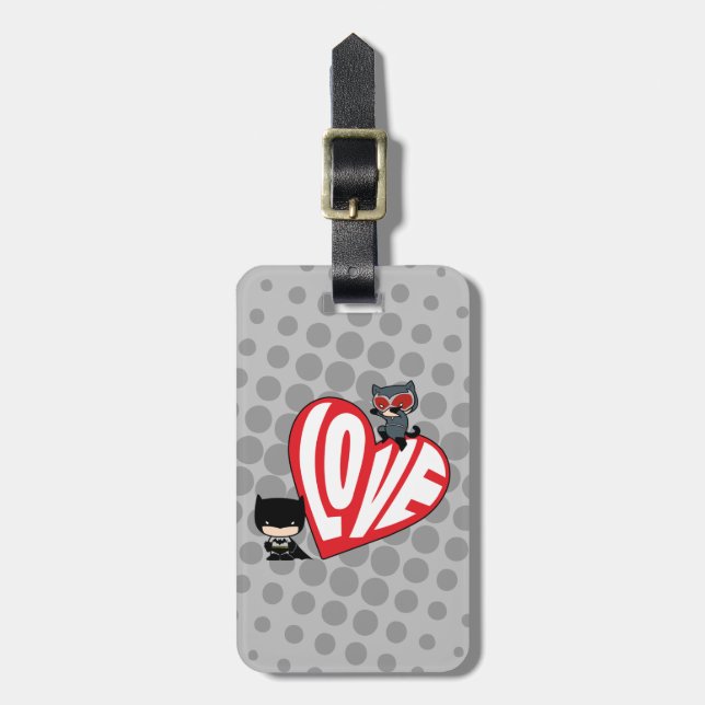 Etiqueta Para Maletas Chibi Catwoman salta sobre Batman (Frente Vertical)