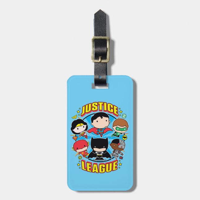 Etiqueta Para Maletas Chibi Justice League Group (Frente Vertical)