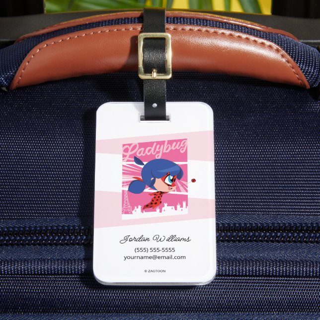 Etiqueta Para Maletas Chibi Ladybug en París (Anverso In situ 2)