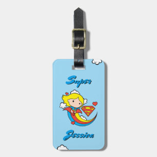 Etiqueta Para Maletas Chibi Supergirl Volando Arcoiris