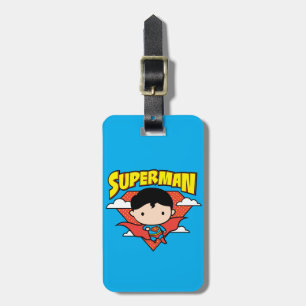Etiqueta Para Maletas Chibi Superman Polka Dot Shield y Name