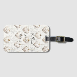 Etiqueta Para Maletas Chic Cream Grey Hearts Ornaments  