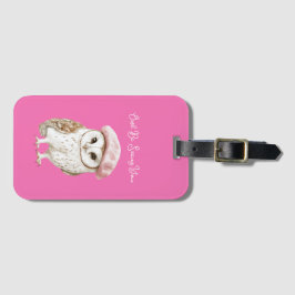 Etiqueta Para Maletas Chic Pink Beret Brown White Owl Be Seeing You