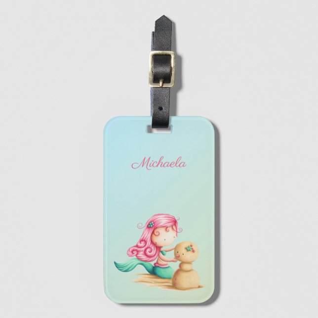 Etiqueta Para Maletas Chica Cute Mermaid (Anverso vertical)
