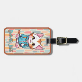 Etiqueta Para Maletas Chica Cute Personalizado Kitty Cat Nombre Lumaleta