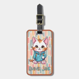 Etiqueta Para Maletas Chica Cute Personalizado Kitty Cat Nombre Lumaleta