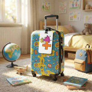 Etiqueta Para Maletas Chica de la figura de palo con Rótulo Plus