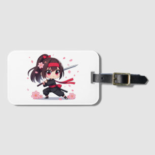 Etiqueta Para Maletas Chica de la floración guerrera de ninja